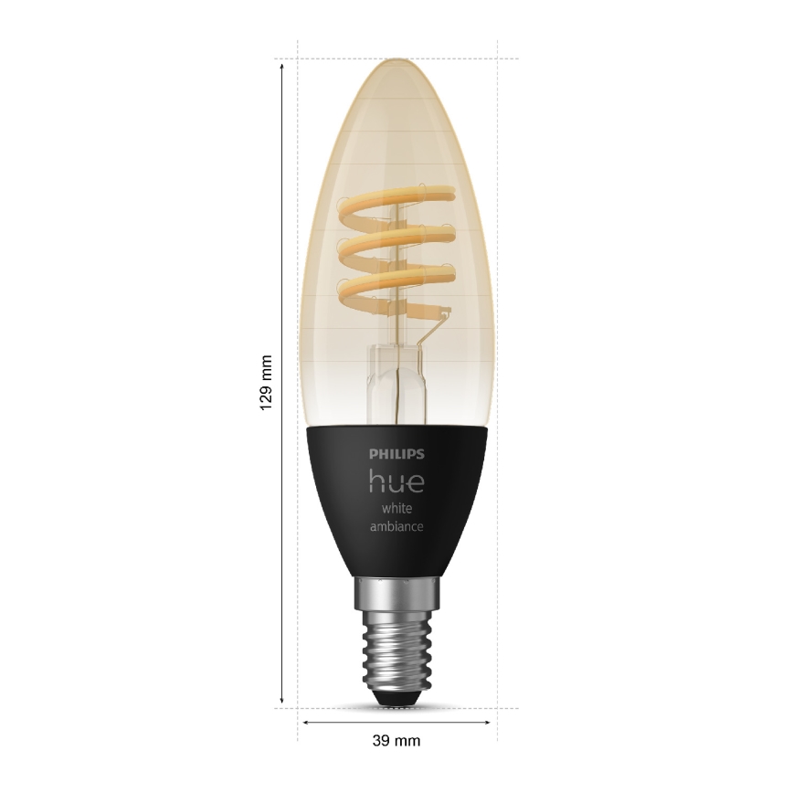 SET 2x LED Dimmable bulb Philips Hue WHITE AMBIANCE E14/4,6W/230V