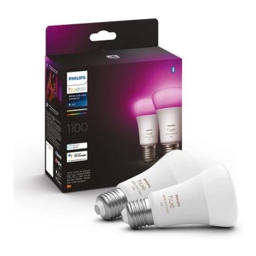SET 2x LED Dimmable bulb Philips Hue White And Color Ambiance A60 E27/9W/230V 2000-6500K