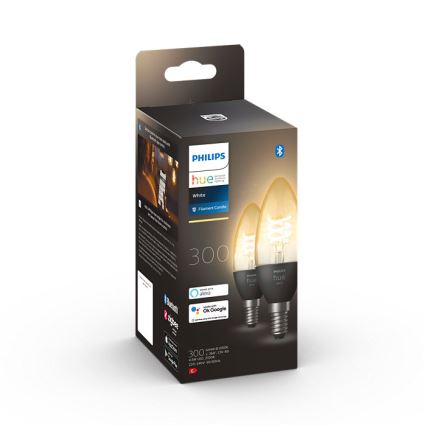 SET 2x LED Dimmable bulb Philips Hue WHITE FILAMENT E14/4,5W/230V 2100K