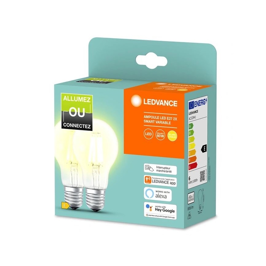 SET 2x LED Dimmable bulb SMART+ A60 E27/6W/230V 2700K  - Ledvance