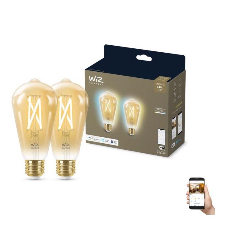 SET 2x LED Dimmable bulb VINTAGE FILAMENT ST64 E27/6,7W/230V 2000-5000K Wi-Fi - WiZ
