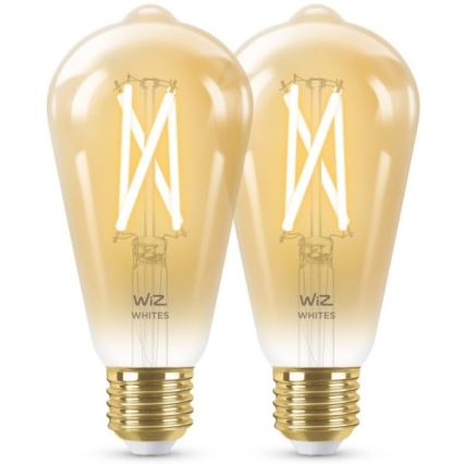 SET 2x LED Dimmable bulb VINTAGE FILAMENT ST64 E27/6,7W/230V 2000-5000K Wi-Fi - WiZ