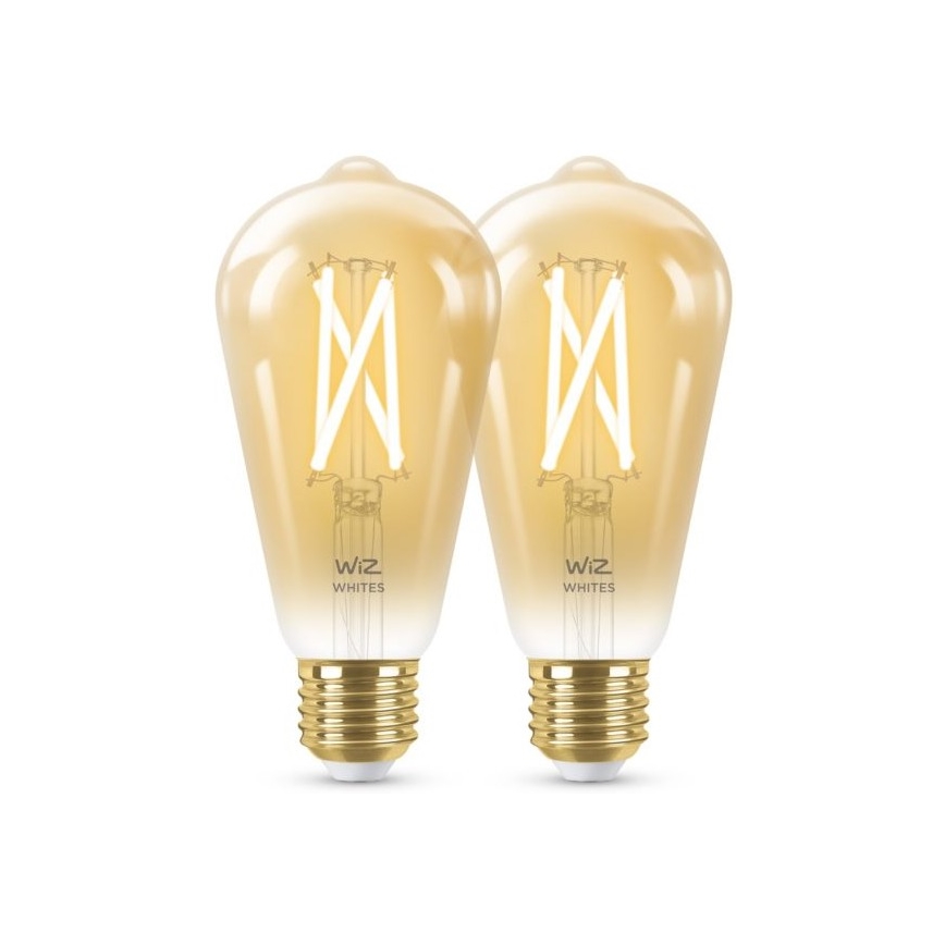SET 2x LED Dimmable bulb VINTAGE FILAMENT ST64 E27/6,7W/230V 2000-5000K Wi-Fi - WiZ