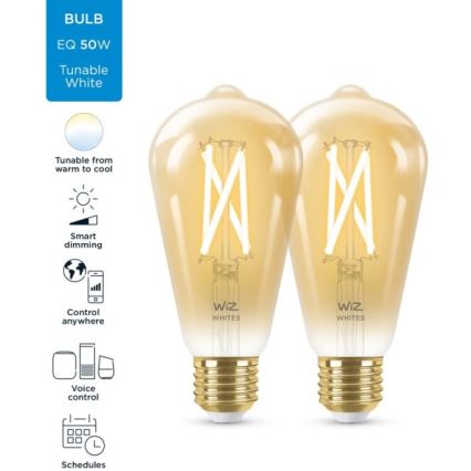 SET 2x LED Dimmable bulb VINTAGE FILAMENT ST64 E27/6,7W/230V 2000-5000K Wi-Fi - WiZ