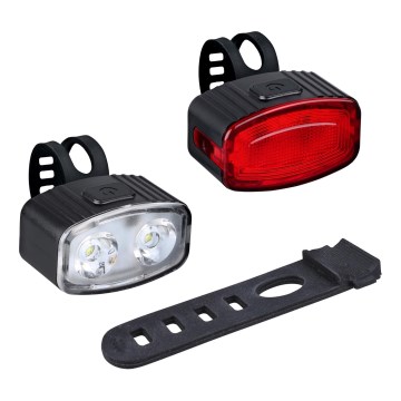 SET 2x LED Dimmable rechargeable bicycle light 350 mAh IP44 red/white