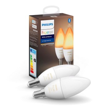 SET 2x LED Dimming bulb Philips Hue WHITE AMBIANCE B39 E14/4W/230V 2200K - 6500K