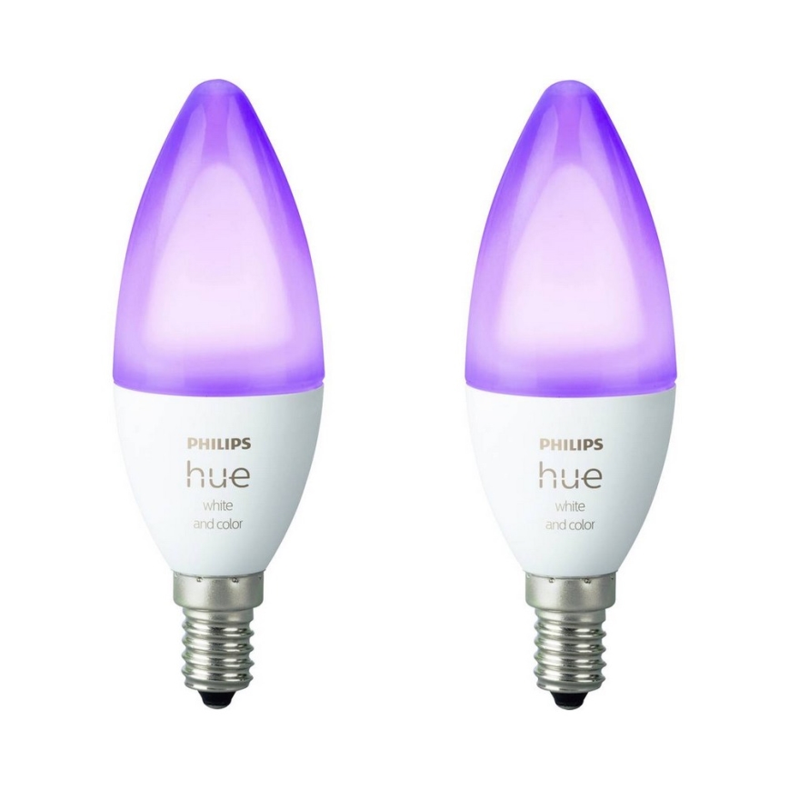 SET 2x LED Dimming bulb Philips Hue WHITE AND COLOR AMBIANCE B39 E14/5,3W/230V 2200K - 6500K