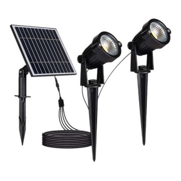 SET 2x LED Outdoor solar lamp 2xLED/1,2W/3,7V IP65 3000K