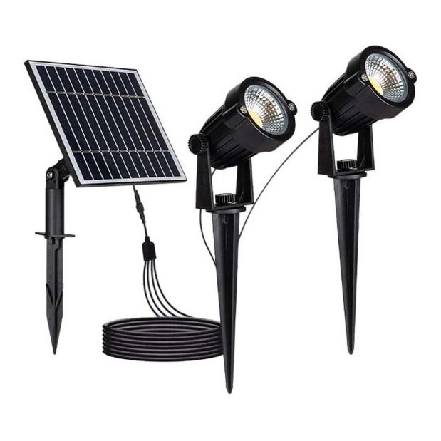 SET 2x LED Outdoor solar lamp 2xLED/1,2W/3,7V IP65 3000K