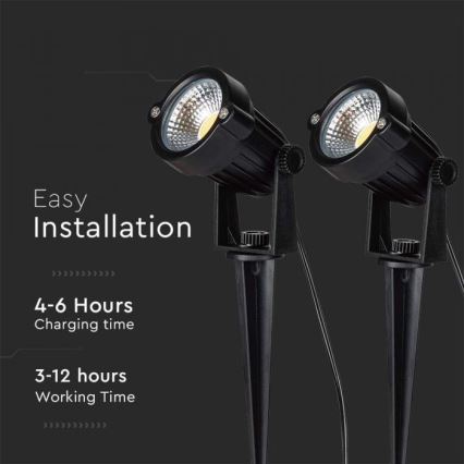 SET 2x LED Outdoor solar lamp 2xLED/1,2W/3,7V IP65 3000K