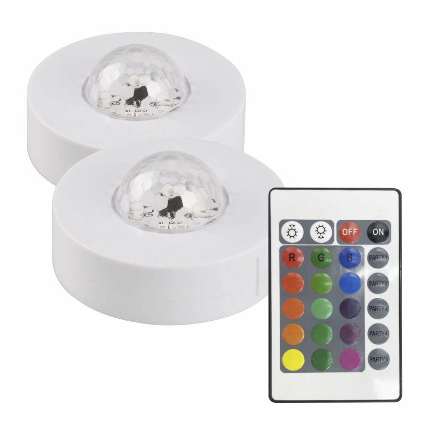SET 2x LED RGB Dimmable decorative light FESTA 3xAAA/4,5V + remote control