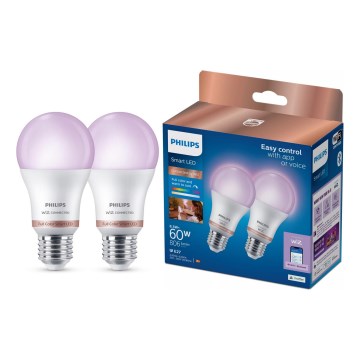 SET 2x LED RGB dimmable bulbs Philips SMART A60 E27/8,5W/230V 2200-6500K