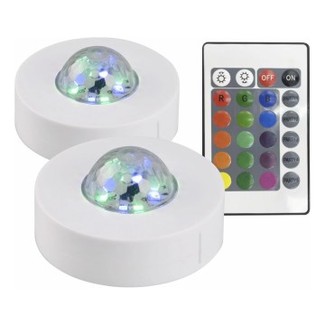 SET 2x LED RGB Dimmable decorative light FESTA 3xAAA/4,5V + remote control