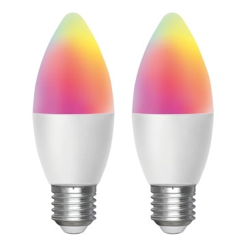 SET 2x LED RGBW Dimmable bulb MESH Smart C37 E27/6,5W/230V 2700-6500K + remote control - Aigostar