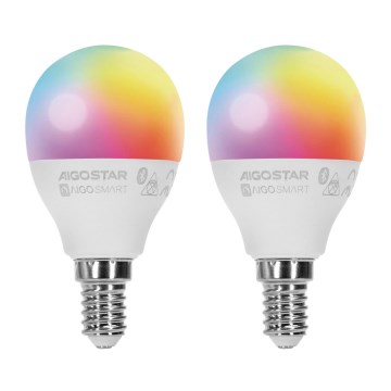 SET 2x LED RGBW Dimmable bulb MESH Smart G45 E14/6,5W/230V 2700-6500K - Aigostar