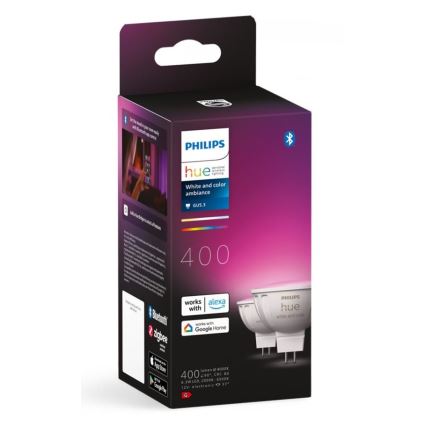 SET 2x LED RGBW Dimmable bulb Philips Hue White And Color Ambiance GU5,3/MR16/6,3W/12V 2000-6500K