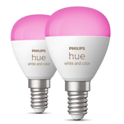 SET 2x LED RGBW Dimmable bulb Philips Hue White And Color Ambiance P45 E14/5,1W/230V 2000-6500K