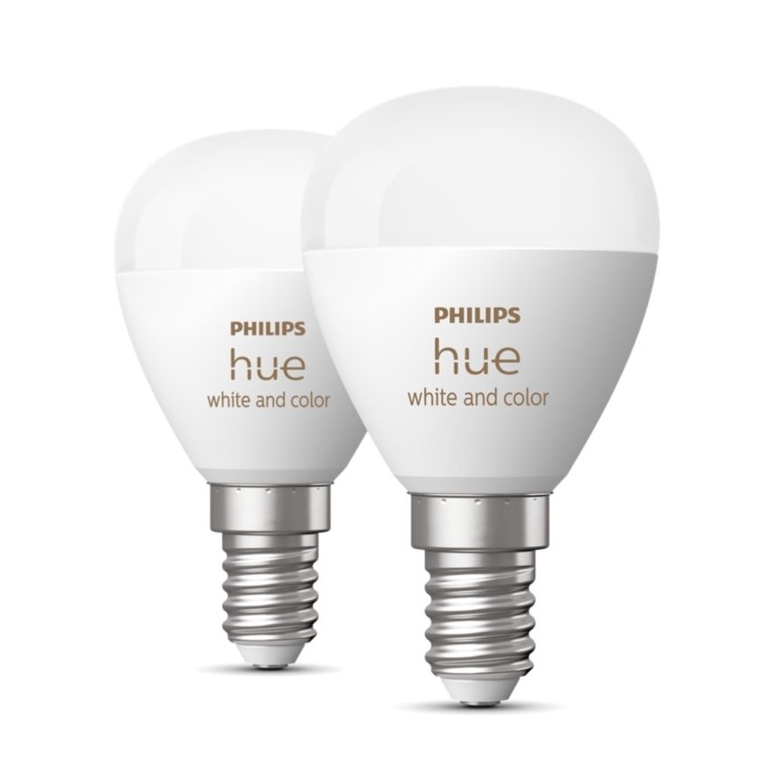SET 2x LED RGBW Dimmable bulb Philips Hue White And Color Ambiance P45 E14/5,1W/230V 2000-6500K
