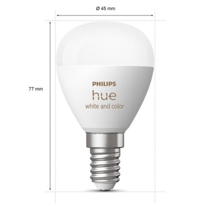 SET 2x LED RGBW Dimmable bulb Philips Hue White And Color Ambiance P45 E14/5,1W/230V 2000-6500K