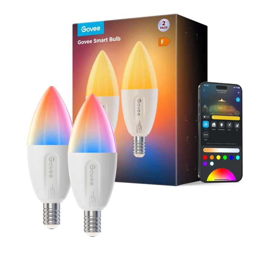 SET 2x LED RGBWW Dimmable bulb E14/5W/230V 2700-6500K Wi-Fi - Govee