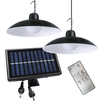 SET 2x LED Solar pendant light with dusk sensor LED/6W/3,7V 2000 mAh IP44 + remote control