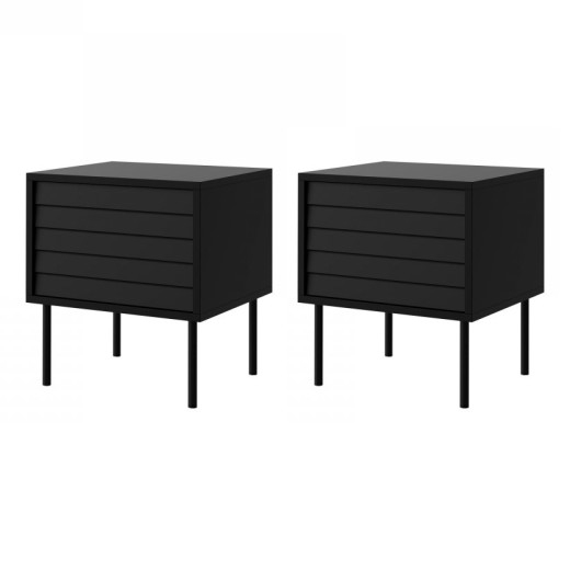 SET 2x Nightstand CORTINA 51x45 cm black