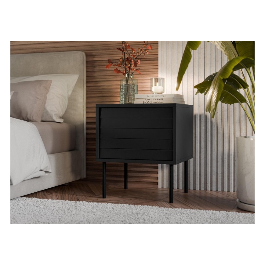 SET 2x Nightstand CORTINA 51x45 cm black