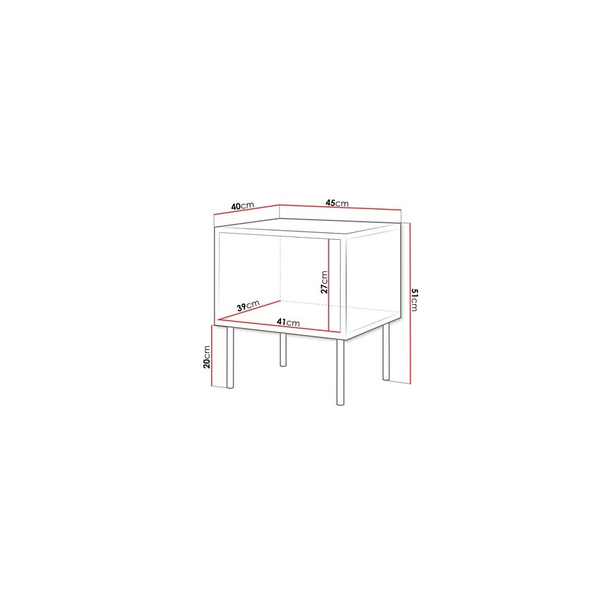 SET 2x Nightstand CORTINA 51x45 cm black