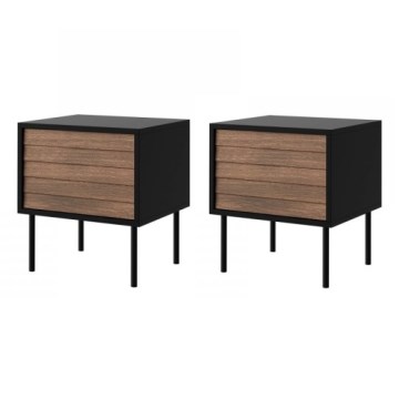 SET 2x Nightstand CORTINA 51x45 cm black/walnut warnia