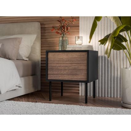 SET 2x Nightstand CORTINA 51x45 cm black/walnut warnia