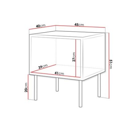 SET 2x Nightstand CORTINA 51x45 cm black/walnut warnia