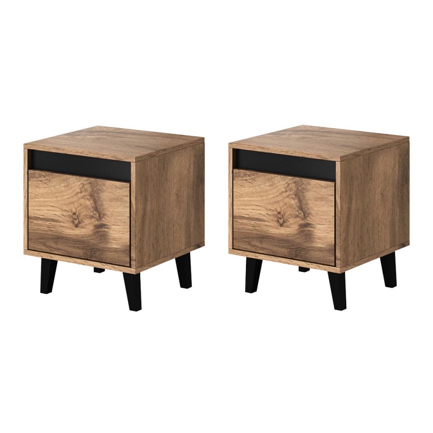 SET 2x Nightstand NORD 45x40 cm oak wotan/anthracite