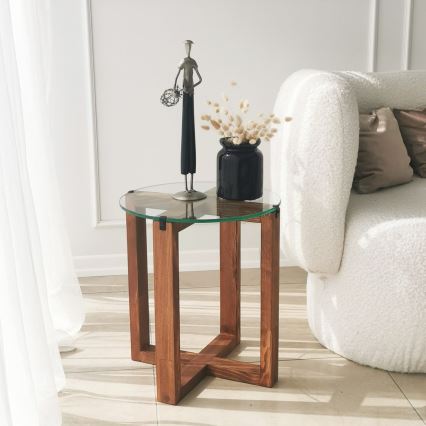 SET 2x Side table AMALFI d. 40 cm brown/clear