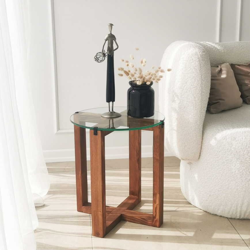 SET 2x Side table AMALFI d. 40 cm brown/clear