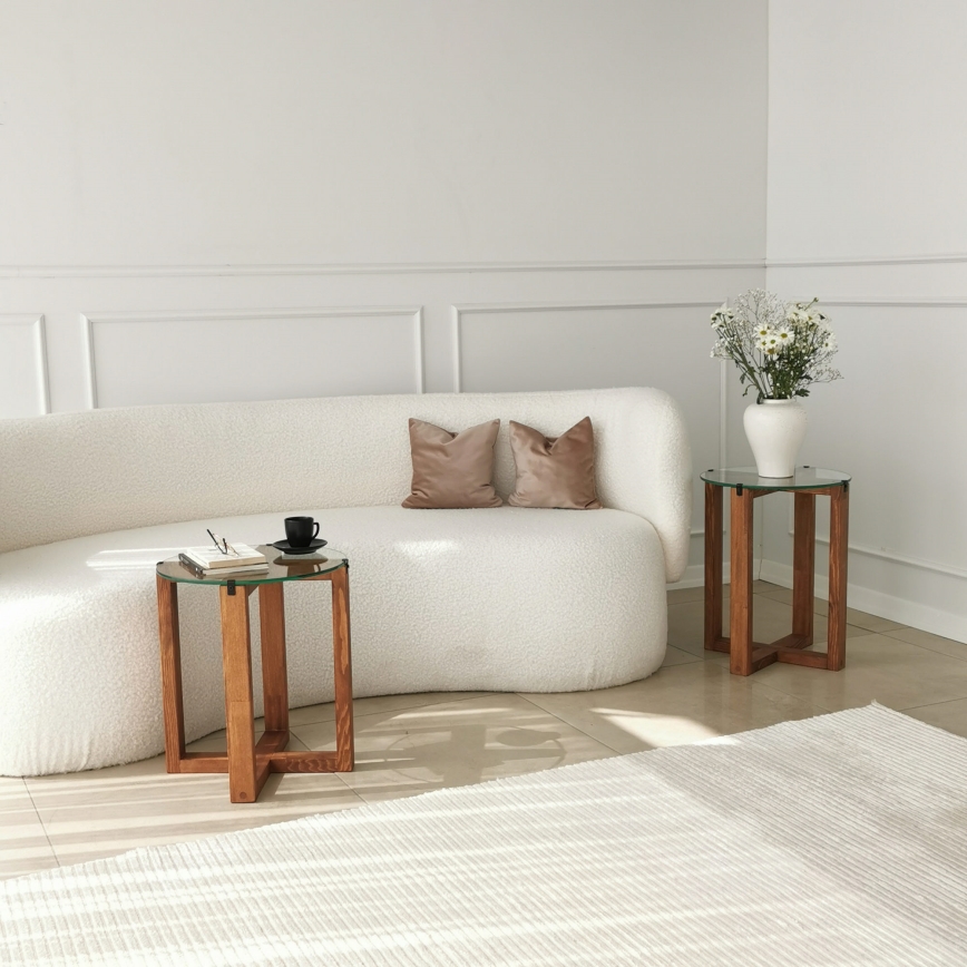 SET 2x Side table AMALFI d. 40 cm brown/clear