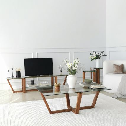 SET 2x Side table AMALFI d. 40 cm brown/clear