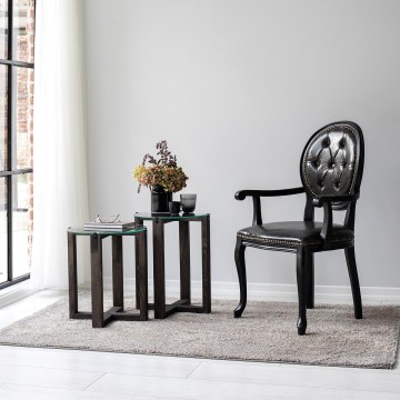 SET 2x Side table AMALFI d. 40 cm pine/clear