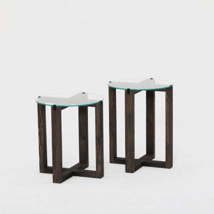 SET 2x Side table AMALFI d. 40 cm pine/clear