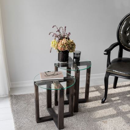 SET 2x Side table AMALFI d. 40 cm pine/clear