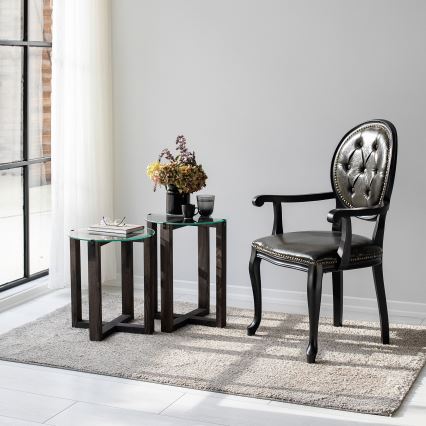SET 2x Side table AMALFI d. 40 cm pine/clear