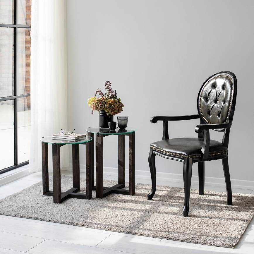 SET 2x Side table AMALFI d. 40 cm pine/clear