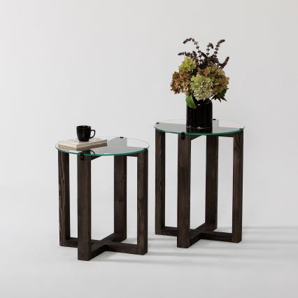 SET 2x Side table AMALFI d. 40 cm pine/clear