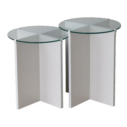 SET 2x Side table LILY d. 40 cm white/clear