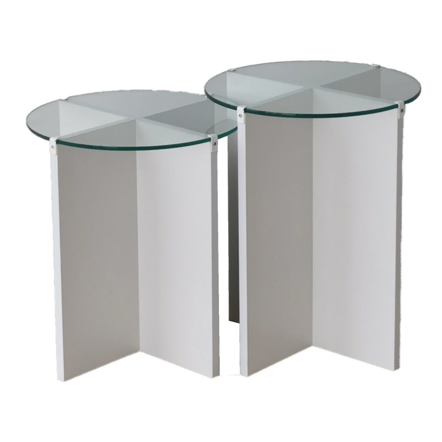 SET 2x Side table LILY d. 40 cm white/clear