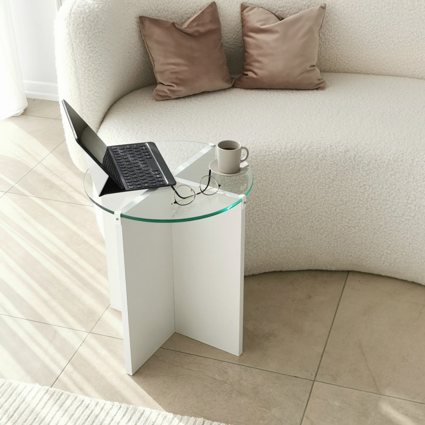 SET 2x Side table LILY d. 40 cm white/clear