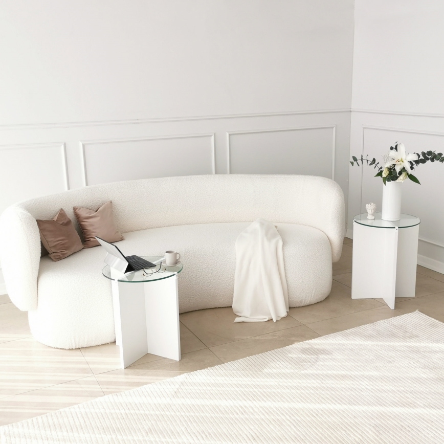 SET 2x Side table LILY d. 40 cm white/clear