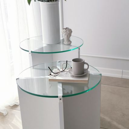 SET 2x Side table LILY d. 40 cm white/clear