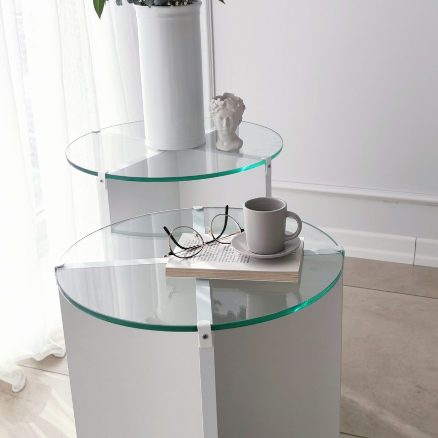 SET 2x Side table LILY d. 40 cm white/clear