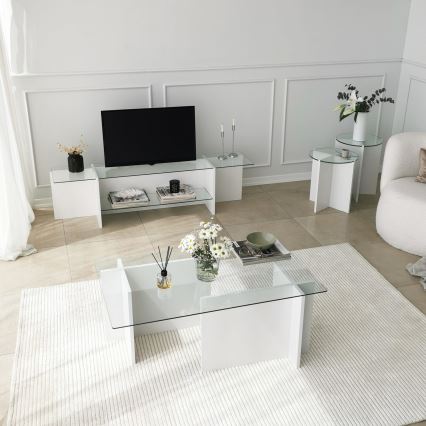 SET 2x Side table LILY d. 40 cm white/clear