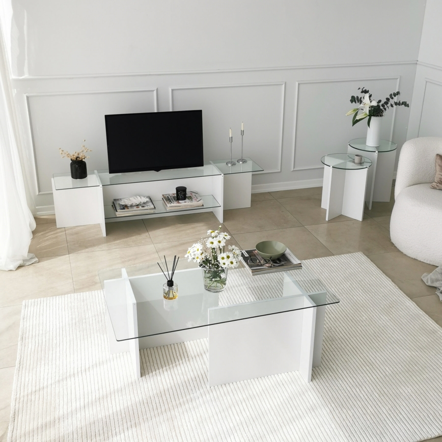SET 2x Side table LILY d. 40 cm white/clear